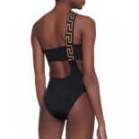 Versace Women Greca Border One Piece Swimsuit-Black A1008