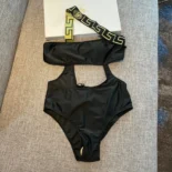 Versace Women Greca Border One Piece Swimsuit-Black A1008