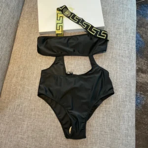 Versace Women Greca Border One Piece Swimsuit-Black A1008