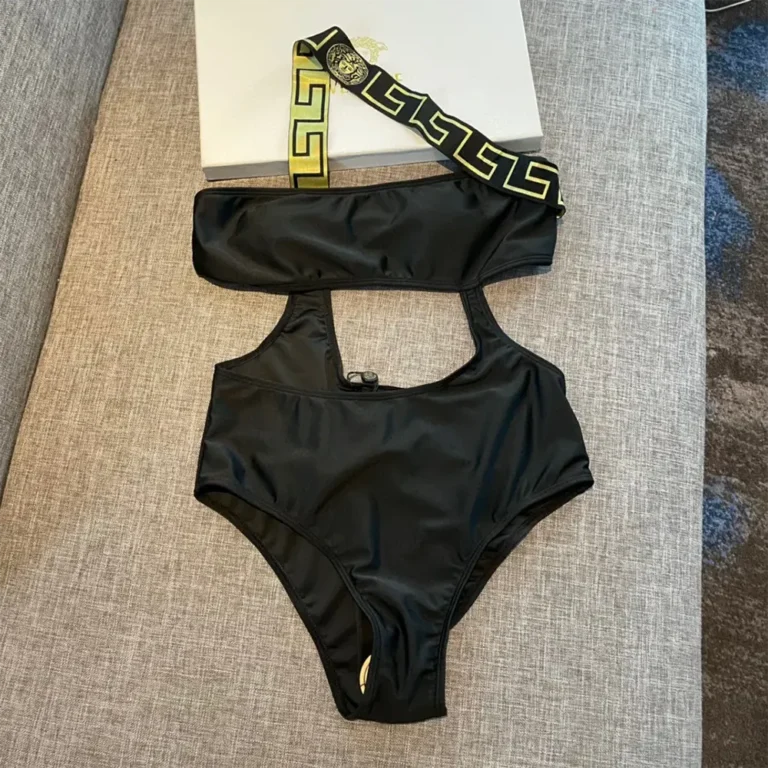Versace Women Greca Border One Piece Swimsuit-Black A1008
