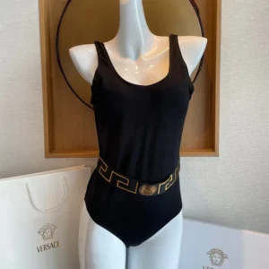 Versace Women Greca Border One-piece Swimsuit-Black 1B000