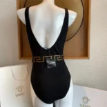 Versace Women Greca Border One-piece Swimsuit-Black 1B000