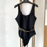 Versace Women Greca Border One-piece Swimsuit-Black 1B000