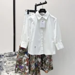 Dior Women Blouse with Puff Sleeves White Cotton Poplin 351B07A3356_X0100