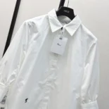 Dior Women Blouse with Puff Sleeves White Cotton Poplin 351B07A3356_X0100