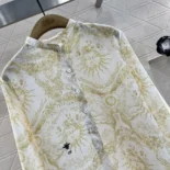 Dior Women Dioriviera Long Blouse White and Lemon Yellow Cotton Muslin