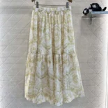 Dior Women Dioriviera Mid-Length Skirt White and Lemon Yellow Cotton Muslin