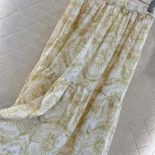 Dior Women Dioriviera Mid-Length Skirt White and Lemon Yellow Cotton Muslin
