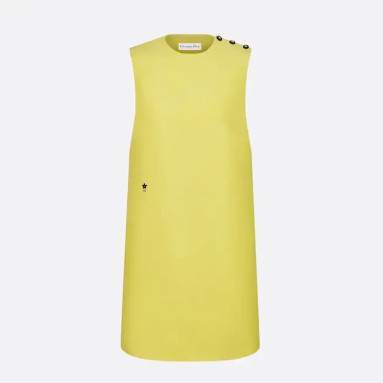 Dior Women Dioriviera Straight Dress Lemon Yellow Wool and Silk