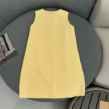 Dior Women Dioriviera Straight Dress Lemon Yellow Wool and Silk