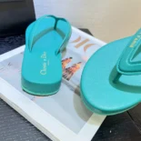 Dior Women Diorsea Thong Sandal Aquamarina Leather-Effect Fabric KCQ870FLB