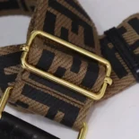 Fendi Unisex Strap You Brown Canvas Shoulder Strap