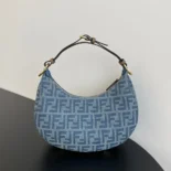 Fendi Women Fendigraphy Small Light blue FF Denim Fabric Bag