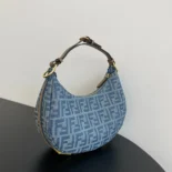 Fendi Women Fendigraphy Small Light blue FF Denim Fabric Bag