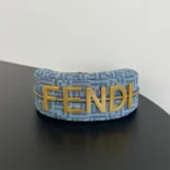 Fendi Women Fendigraphy Small Light blue FF Denim Fabric Bag
