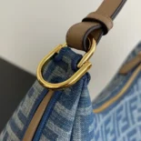 Fendi Women Fendigraphy Small Light blue FF Denim Fabric Bag