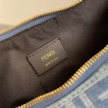 Fendi Women Fendigraphy Small Light blue FF Denim Fabric Bag