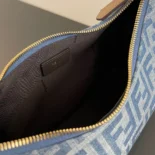 Fendi Women Fendigraphy Small Light blue FF Denim Fabric Bag