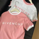 Givenchy Women Archetype Slim Fit T-shirt in Cotton-PinkWhite