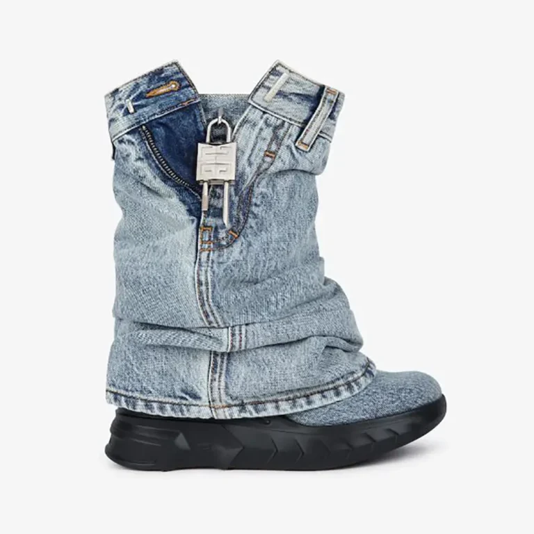 Givenchy Women Shark Lock Biker Ankle Boots in Jeans BE604AE21S