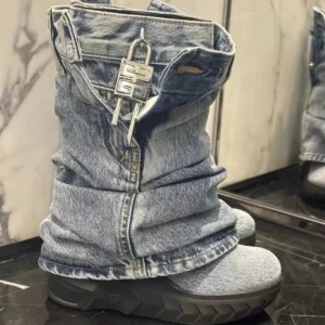 Givenchy Women Shark Lock Biker Ankle Boots in Jeans BE604AE21S