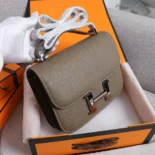 Hermes Women Constance 19 Bag Epsom Leather-Grey/Silver