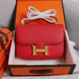 Hermes Women Constance 19 Bag Epsom Leather-Red/Gold