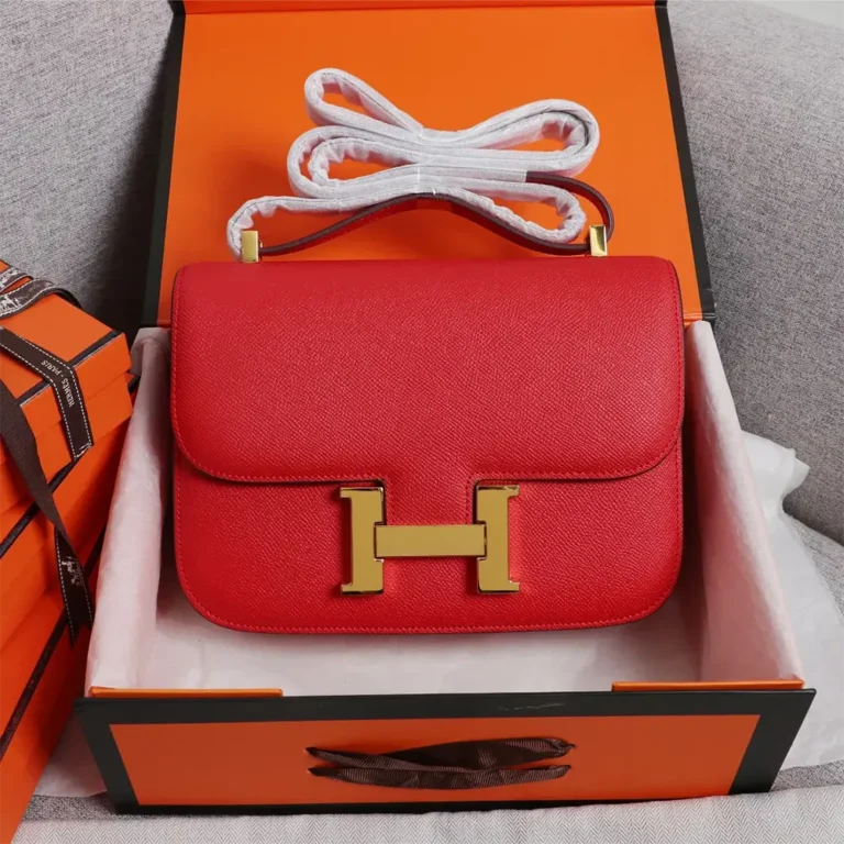 Hermes Women Constance 19 Bag Epsom Leather-Red/Gold