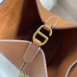 Hermes Women In the Loop 18 Handbag Clemence Leather-Brown/Gold
