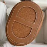 Hermes Women In the Loop 18 Handbag Clemence Leather-Brown/Silver