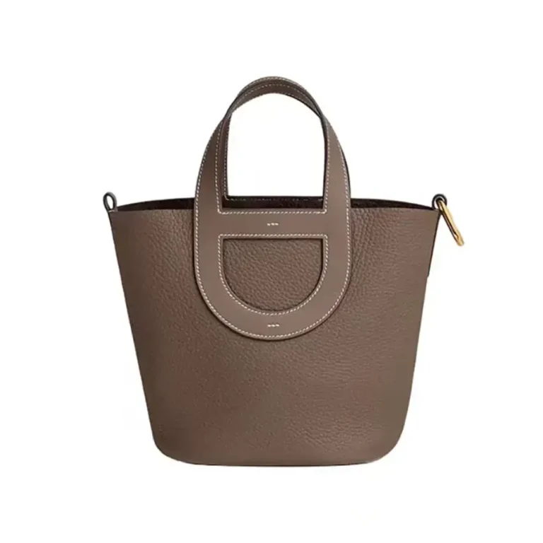 Hermes Women In the Loop 18 Handbag Clemence Leather-Grey/Gold