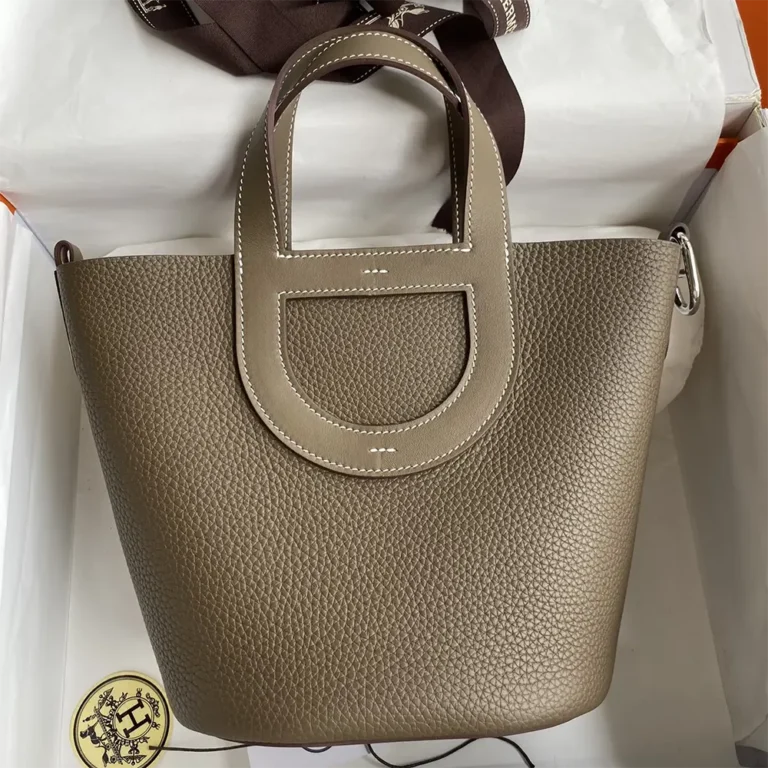 Hermes Women In the Loop 18 Handbag Clemence Leather-Grey/Silver