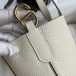 Hermes Women In the Loop 18 Handbag Clemence Leather-White/Gold