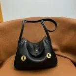 Hermes Women Lindy 26 in Clemence Leather-BlackGold