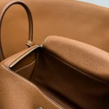 Hermes Women Lindy 30 in Clemence Leather-BrownSilver