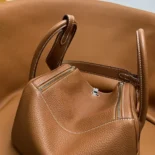 Hermes Women Lindy 30 in Clemence Leather-BrownSilver