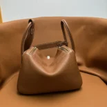 Hermes Women Lindy 30 in Clemence Leather-BrownSilver