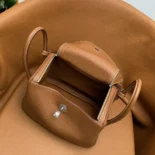 Hermes Women Lindy 30 in Clemence Leather-BrownSilver
