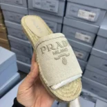 Prada Women Crochet Espadrilles with Embroidered Logo 1XX6933K7MF0018F020