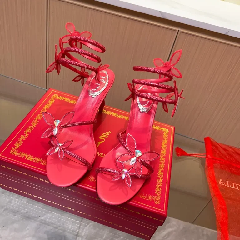 Rene Caovilla Women Margot Red Powder Butterfly Sandal 105 C11625R001105V126