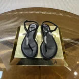 Rene Caovilla Women Serpente Black Thong Sandal 10 C12048010R001V050