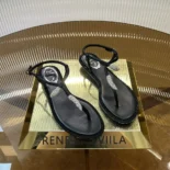 Rene Caovilla Women Serpente Black Thong Sandal 10 C12048010R001V050