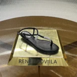 Rene Caovilla Women Serpente Black Thong Sandal 10 C12048010R001V050