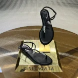 Rene Caovilla Women Serpente Black Thong Sandal 10 C12048010R001V050