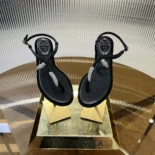 Rene Caovilla Women Serpente Black Thong Sandal 10 C12048010R001V050
