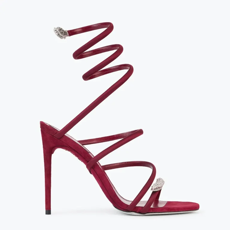 Rene Caovilla Women Serpente Midnight Red Sandal with Crystals 105 C11971105R0013060