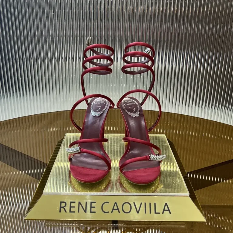 Rene Caovilla Women Serpente Midnight Red Sandal with Crystals 105 C11971105R0013060