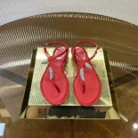 Rene Caovilla Women Serpente Red Thong Sandal 10 C12048010R001V126