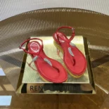 Rene Caovilla Women Serpente Red Thong Sandal 10 C12048010R001V126