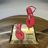 Rene Caovilla Women Serpente Red Thong Sandal 10 C12048010R001V126